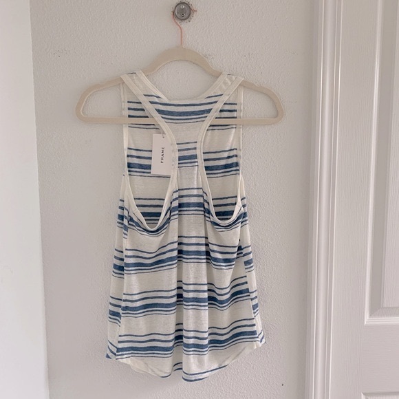 NWT Frame Denim Striped Racer Back Linen Tank - Picture 5 of 8